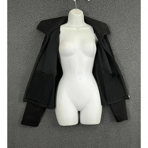 Lauren Ralph Lauren Womens Quilted Black Zip Up Blazer Top LARGE Collared - Picture 6 of 11